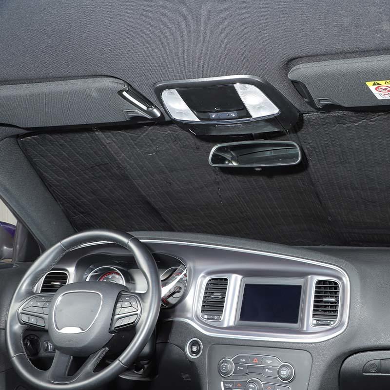 Auto Frontscheiben-Sonnenschutz Fensterblende Faltbare Sonnenblendenabdeckung Passend für Dodge Charger 2011 Aufwärts Autozubehör, 1 Stück