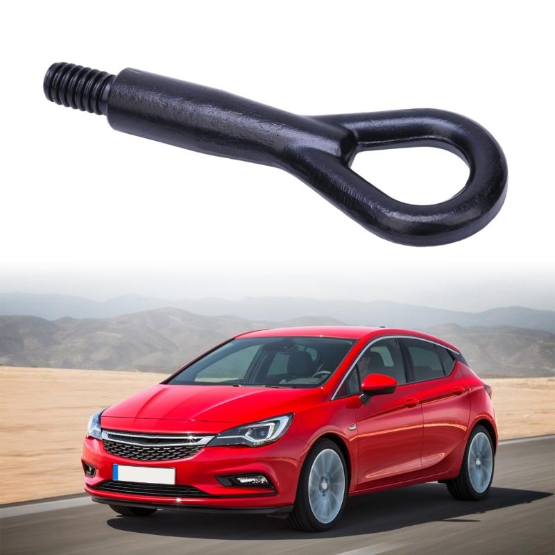 Vehicle Tow Eye Hook 1674282with Screw-In Mounting End and Closed Loop, Black Metal Part for Vehicle Towing Attachment