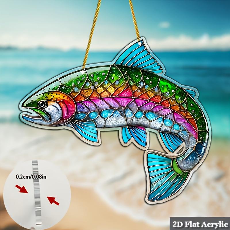

2D Flat Acrylic Realistic Fish Shaped Design, Indoor and Outdoor Decoration - No Need for Batteries/electricity, Free Day Decoration, Shop Decoration 20*17CM