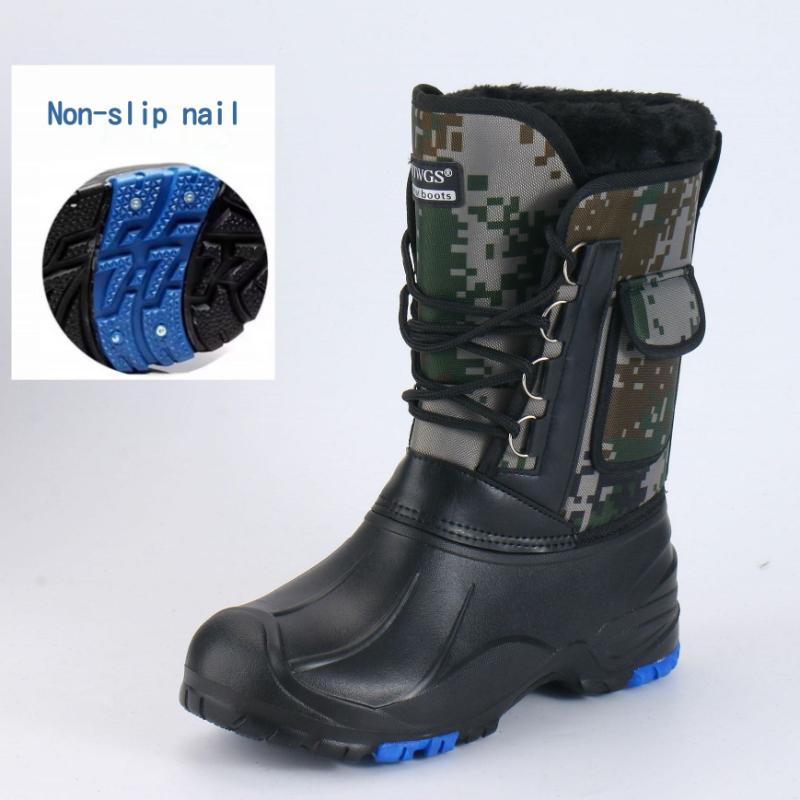 2024 autumn and winter warm men's fashionable snow boots for fishing and skiing, waterproof, simple and casual mid top shoes for