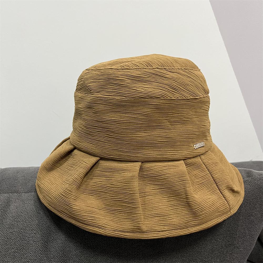 Folded Bucket Hat Women's Autumn Casual Versatile Washbasin Hat Fashion Style Face Cover Black Hat