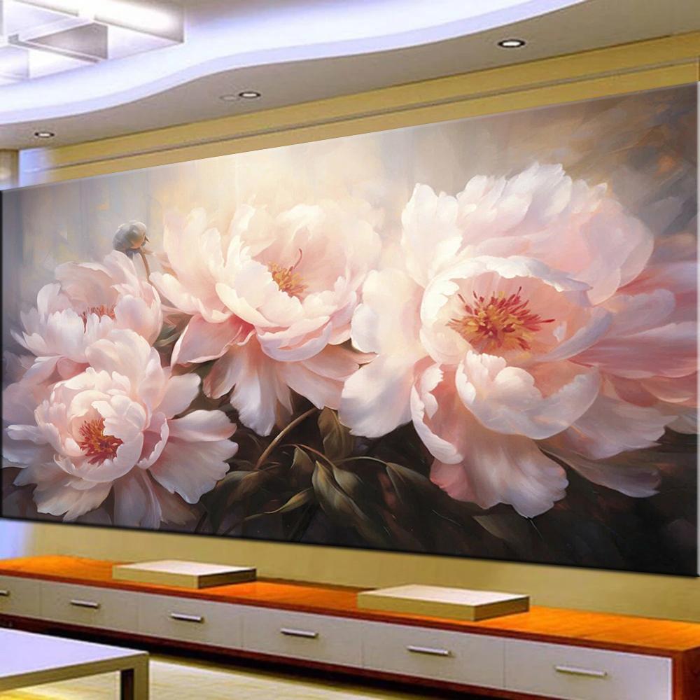 

Полный квадратный/круглый дрель 5D DIY алмазная живопись красивые пионы картина Алмазная вышивка крестиком домашний декор J3762 round 50x100cm зелёный