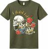 Rock N Roll Skull T Shirt Guitar Roses Vintage Music Graphic Tee Unisexs Unisexs