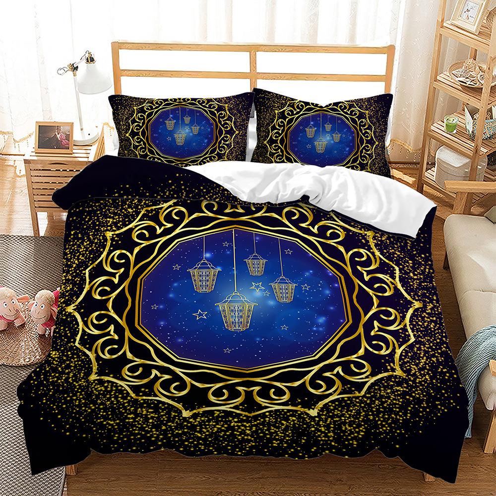 Quilt Cover Three-Piece Good Night Series Star Moon Pillowcase Digital Printing Bedding
