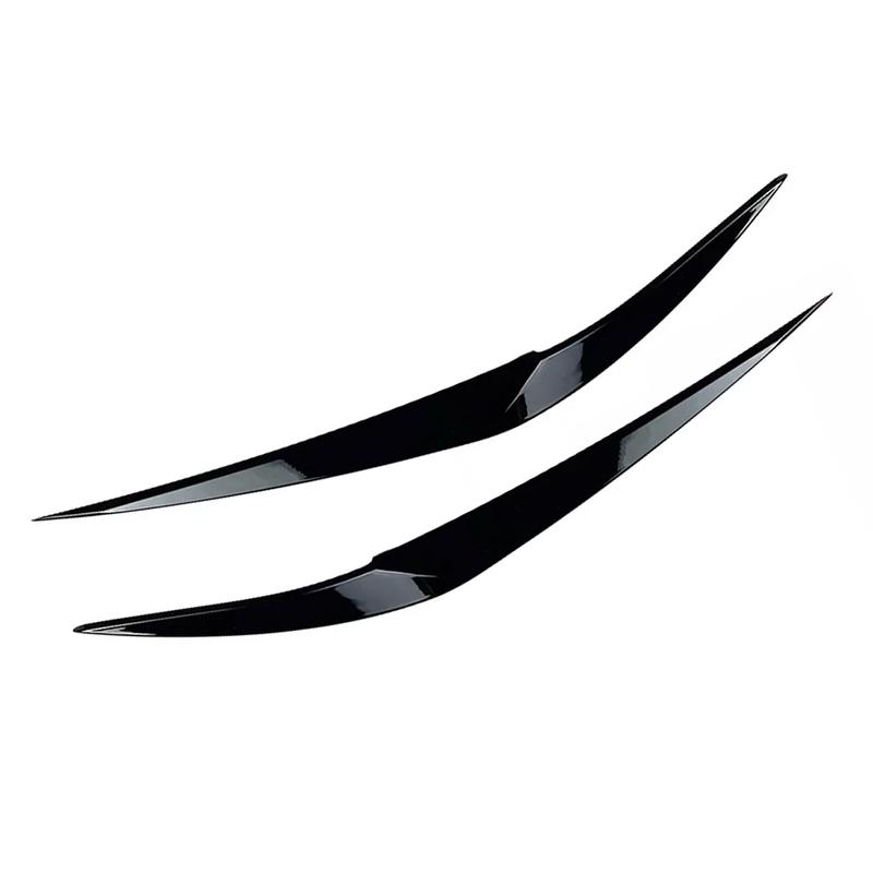 2Pcs Car Front Headlight Eyebrow Eyelid Cover ABS Glossy Black Stickers for BMW X1 F48 2016 2017 2018