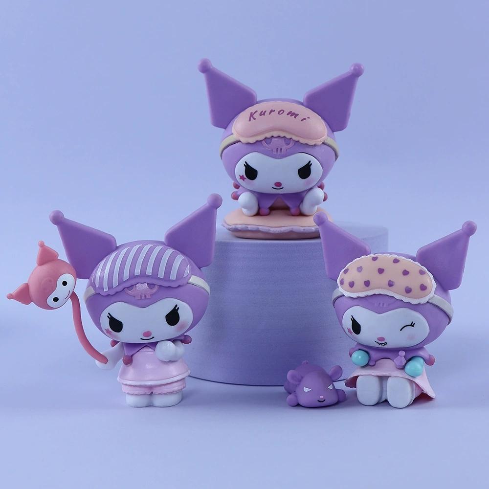 6Pcs-Set Sanrio Anime Figure Pajamas Sweetheart Cute And Charming Kuromi My Melody Doll action Adorable Decoration Playthings Designed For children
