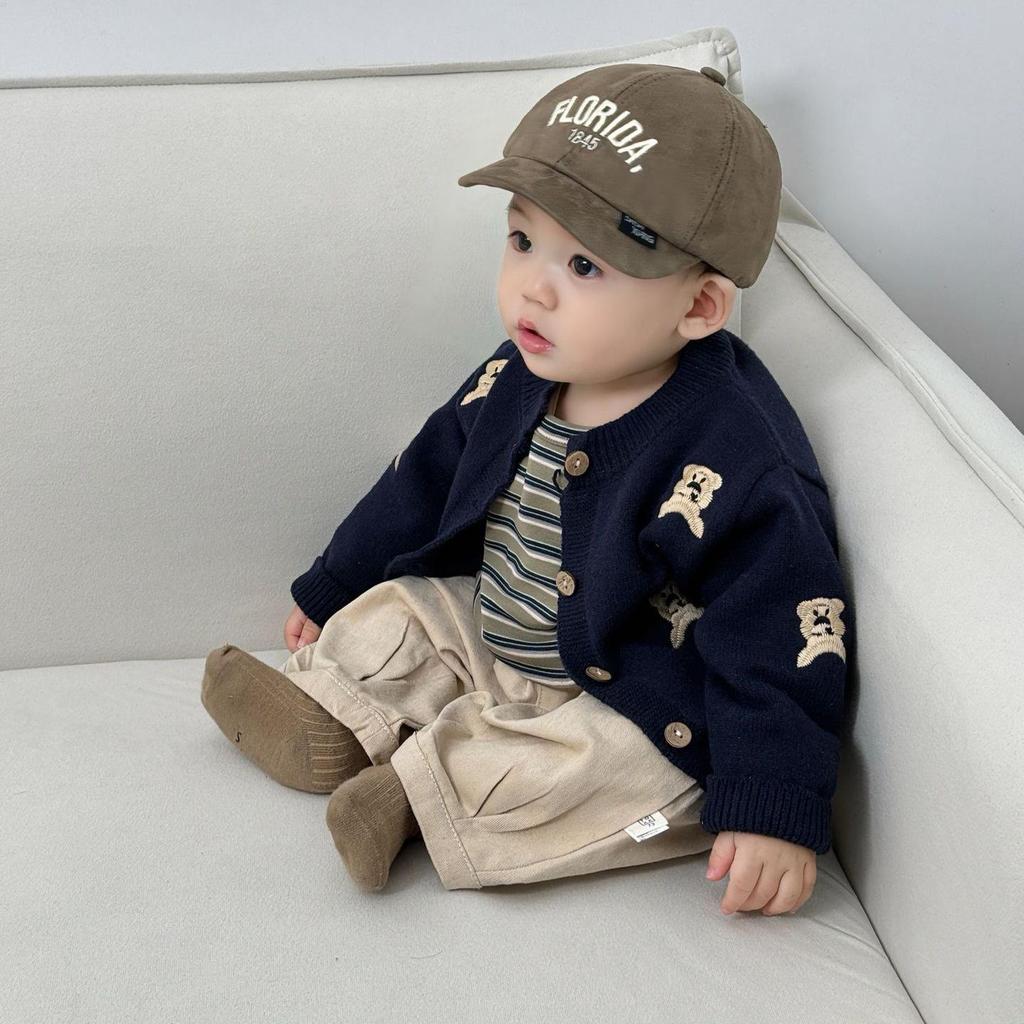 2025 New Spring Korean Boys' Knitted Cardigan Set – Stylish & Cute for Autumn