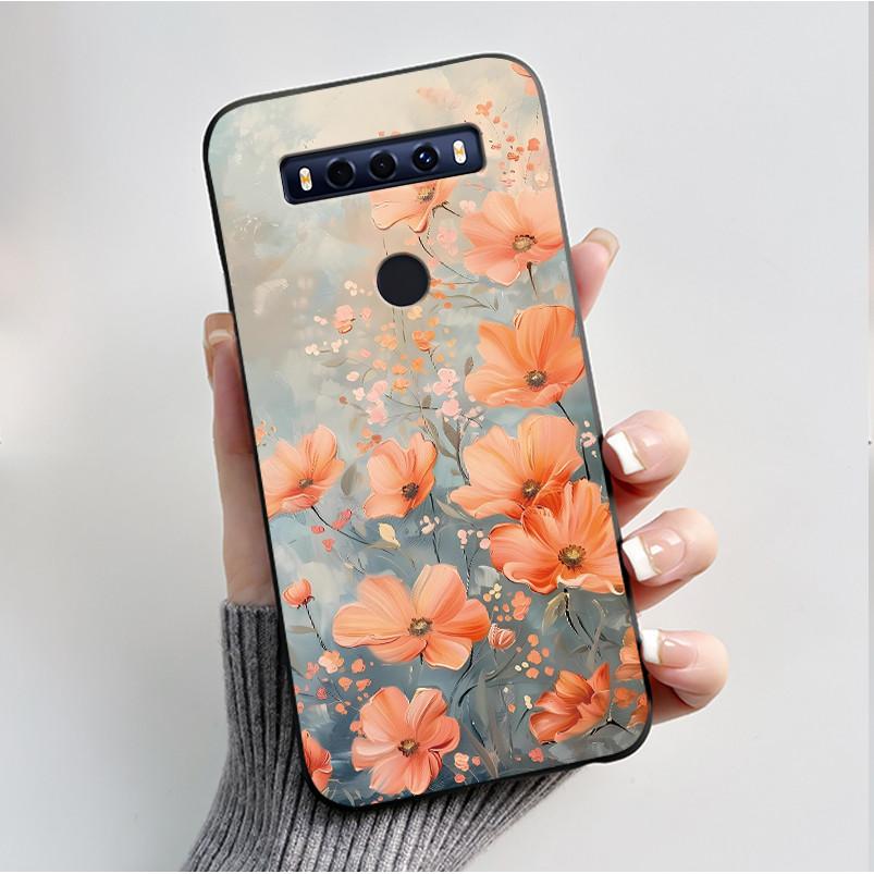 Case For TCL 10SE 10 SE Phone Case Aesthetic Luxury Fashion Butterfly Flowers Black Jelly Soft TPU Silicone Protective Cover