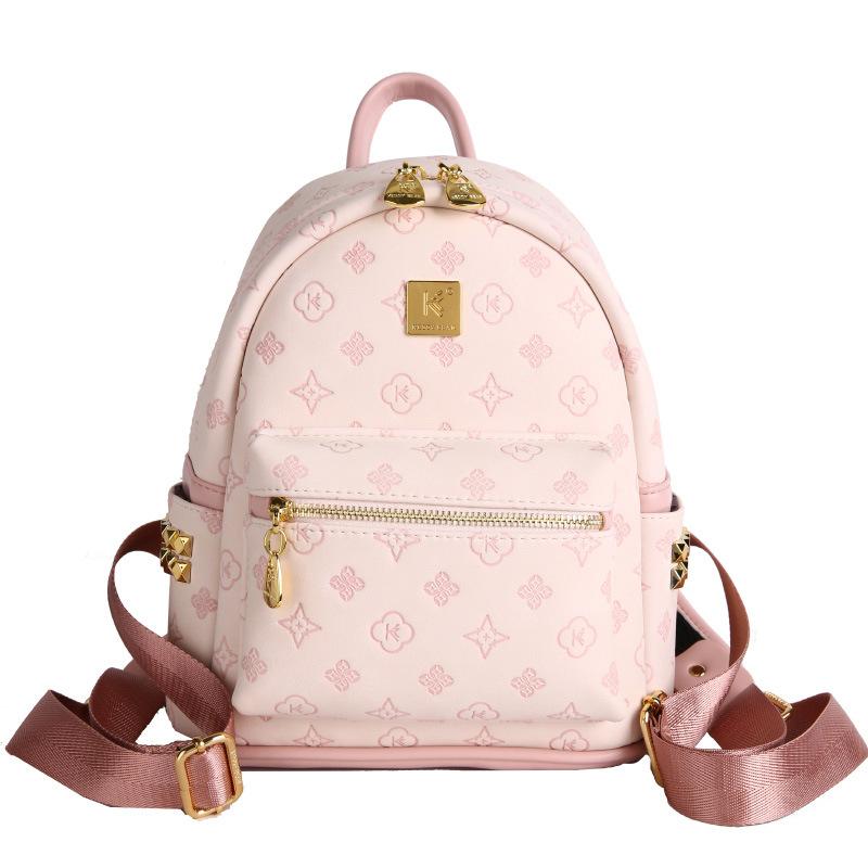 Hong Kong Style Retro Trendy Brand New Korean Version Backpack Trendy Backpack Simple Niche Embossed Backpack Girls' Travel Bag