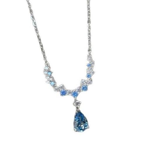 Light Luxury, High-end, Simple Smile Aquamarine Zircon Water Drop Necklace, Dopamine Exquisite, Versatile and Elegant Moissanite