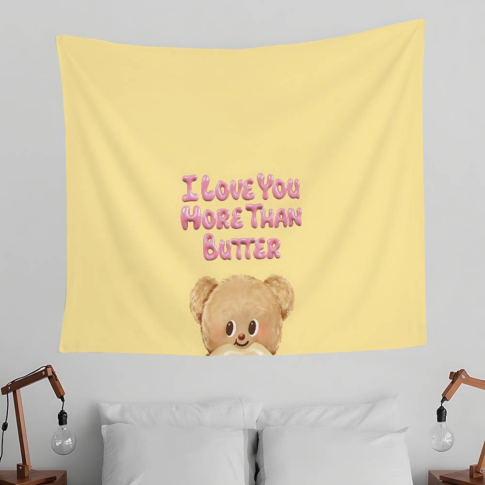 BButter BBear Cute Tapestry Wall Hanging Tapestry Art Deco Blanket Curtain Hanging At Home Bedroom Living Room Decor