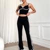 JYL Black White Contrast Flared Pants Quick Daily Yoga Set