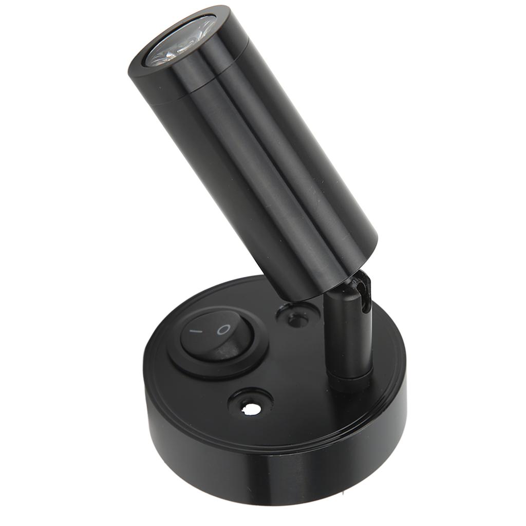 RV Nachttisch Leselampe Drehbare Wandhalterung LED Spot Leselampe 3W mit Schalter für Boot Schwarz