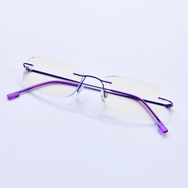 Memory Flexible Rimless Frame Eyeglasses Men Women Blue Light Blocking Prescription Glasses Colorful Blue Pink Pueple Frame