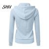 Zipper Hooded Jacket Fall Winter Women Drawstring Zip-up Long Sleeves Pure Color Track Coat Slim Fit Elastic Cuff Cardigan Pockets Sport Fitness