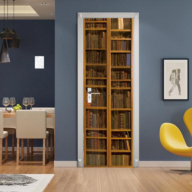 

3D Vintage Книжкова полиця Наклейки на двері Бібліотека Книжкова шафа Домашня спальня Наклейка на шпалери Знімний водонепроникний самоклеючий плакат Фреска 40x120cm