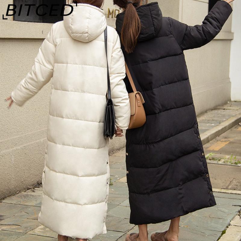 BITCED Winter Cotton Coat for Women - Extended Length, Knee-Length, Slim Fit, Bestie Style, Warm and Thickened Mid-Length Quilted Jacket