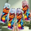 1PC Bright Color Dragon Cartoon Print 750ml Color Plastic Sports Water Bottle Leakproof Flip Straw Lid Suitable for Sports Office Home Use