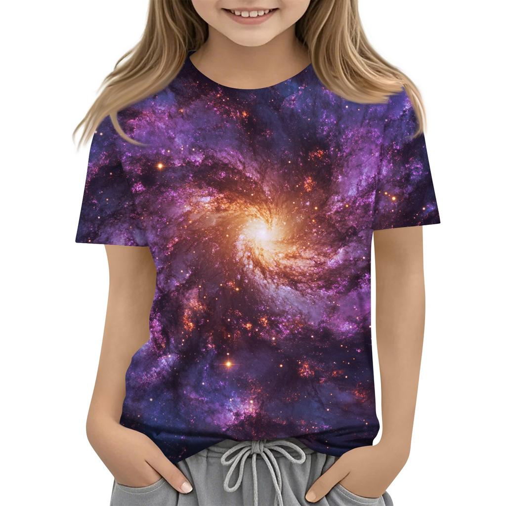 Toddler Girl Boy Shirt Cute Starlit Sky Printed T-Shirts Kids Shirts 1-15Y