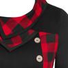Langärmeliges Partykleid mit Rüschensaum Herbst Winter Überlappendes Revers Karo Patchwork Minikleid Damenbekleidung