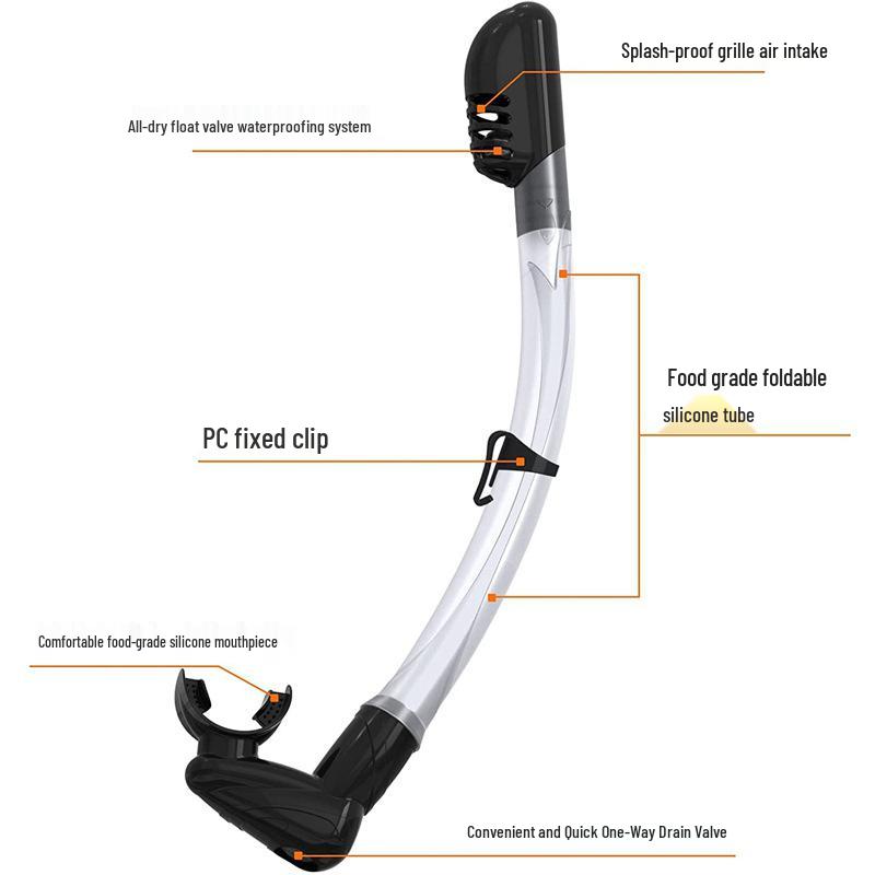 Silicone Dry Snorkel Set with Foldable Tube