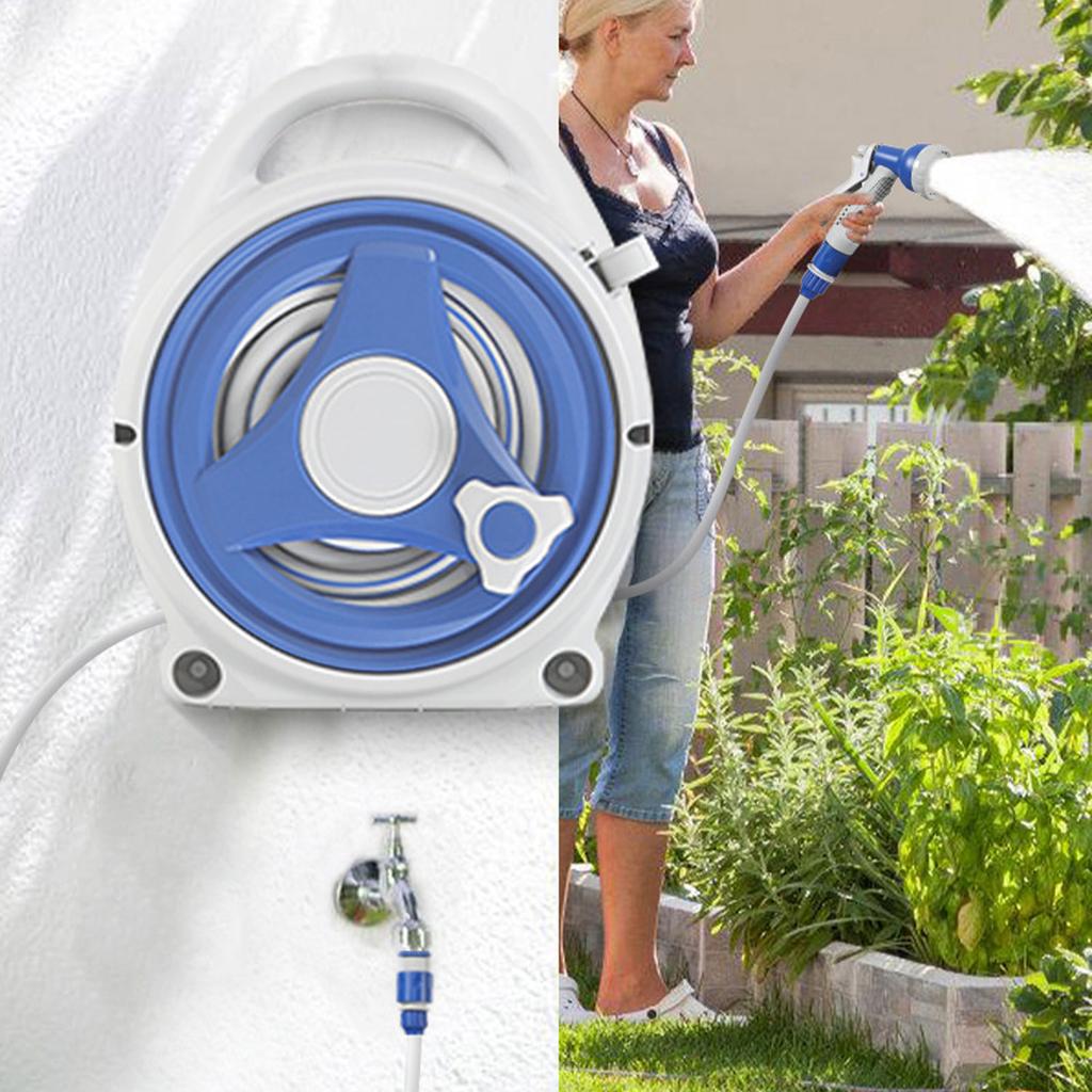 Multifunctional Garden Hose Reel Handheld Sunproof Hose Reel With 15m Water Pipe Nozzle For Home Yard Watering