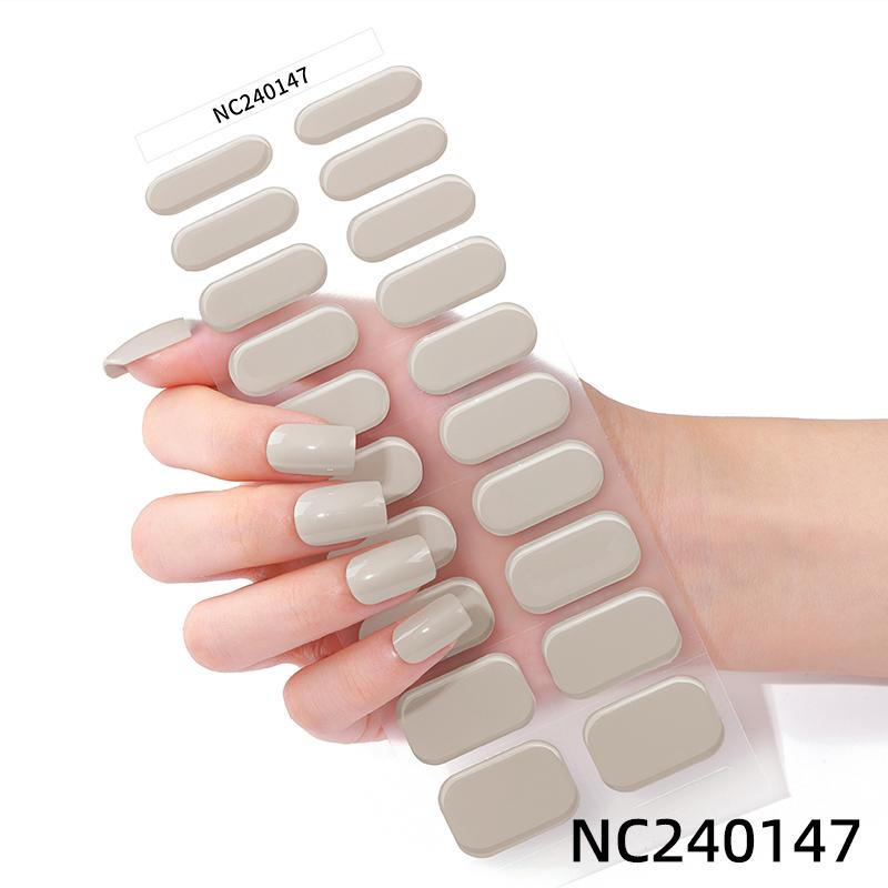 Hot Sell Custom Logo HEMA-Free Gel Polish Nail Stickers New Solid Color Styles Semi Cured Gel Nail Wraps 20 Gel Nail Strips