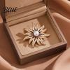 Anti-rust Brooch Pin Sunflower Shape for Women Rhinestones Inlaid Women