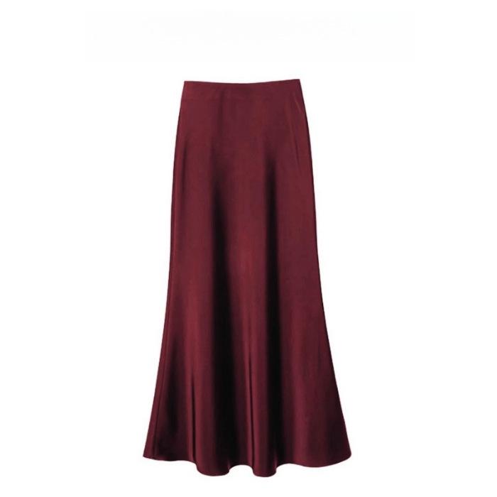 High-Waisted Slimming Satin Bodycon Mermaid Midi Skirt 2025 Spring/Summer Collection