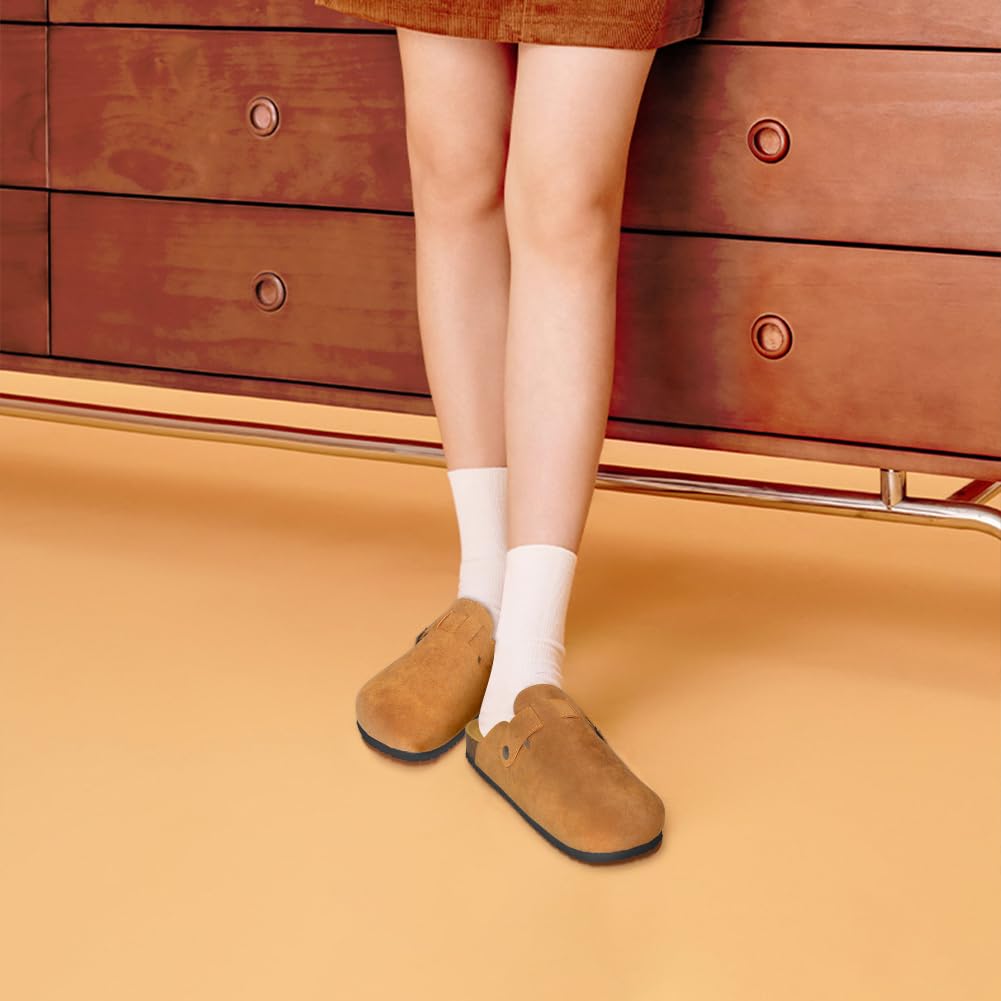 Fashion Classic Men Suede Clogs Slippers Fashion Men Clogs Slippers Cork Footbed Leather Men Mules Outdoor Unisex Soft Antiskid Slippers