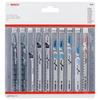 Jeu de lames de scie sauteuse - Bosch - All in One - 10 lames - Bois, métal, PVC - Couleurs gris