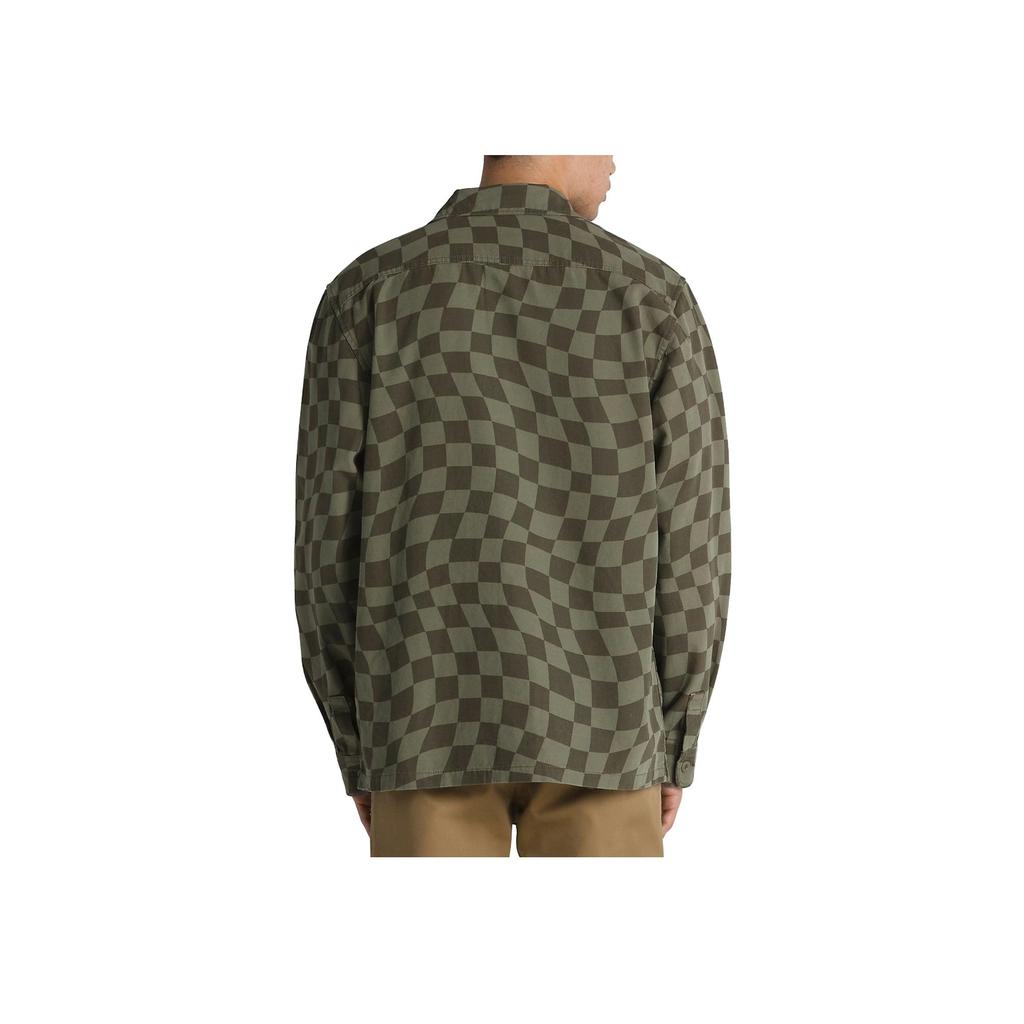 Vans Checkerboard Single Button Long Sleeve Shirt Men Shirts Army-Green VN0008GZ-KCZ