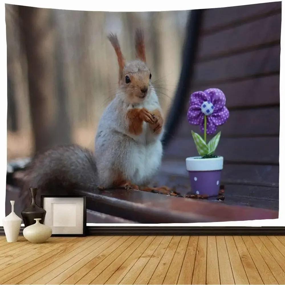 Niedlicher Eichhörnchen Wandteppich Büro Wohnzimmer Dekoration Zuhause Wandteppich