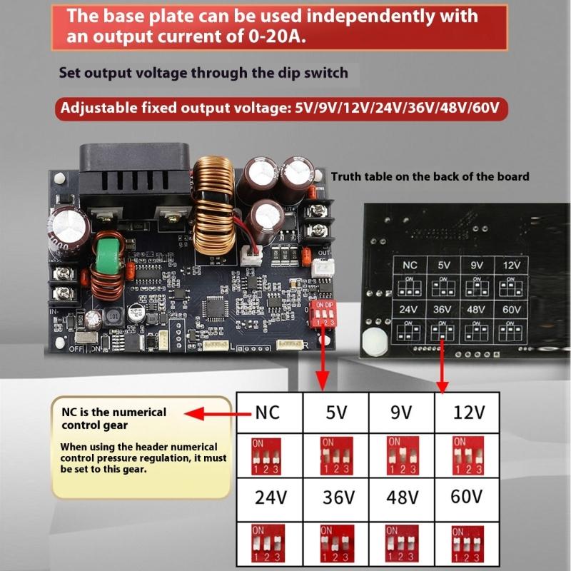 Large power 1200W 20A Output Adjustable Regulator Simple Installation for Laboratory Equipment & Circuits Maintenance