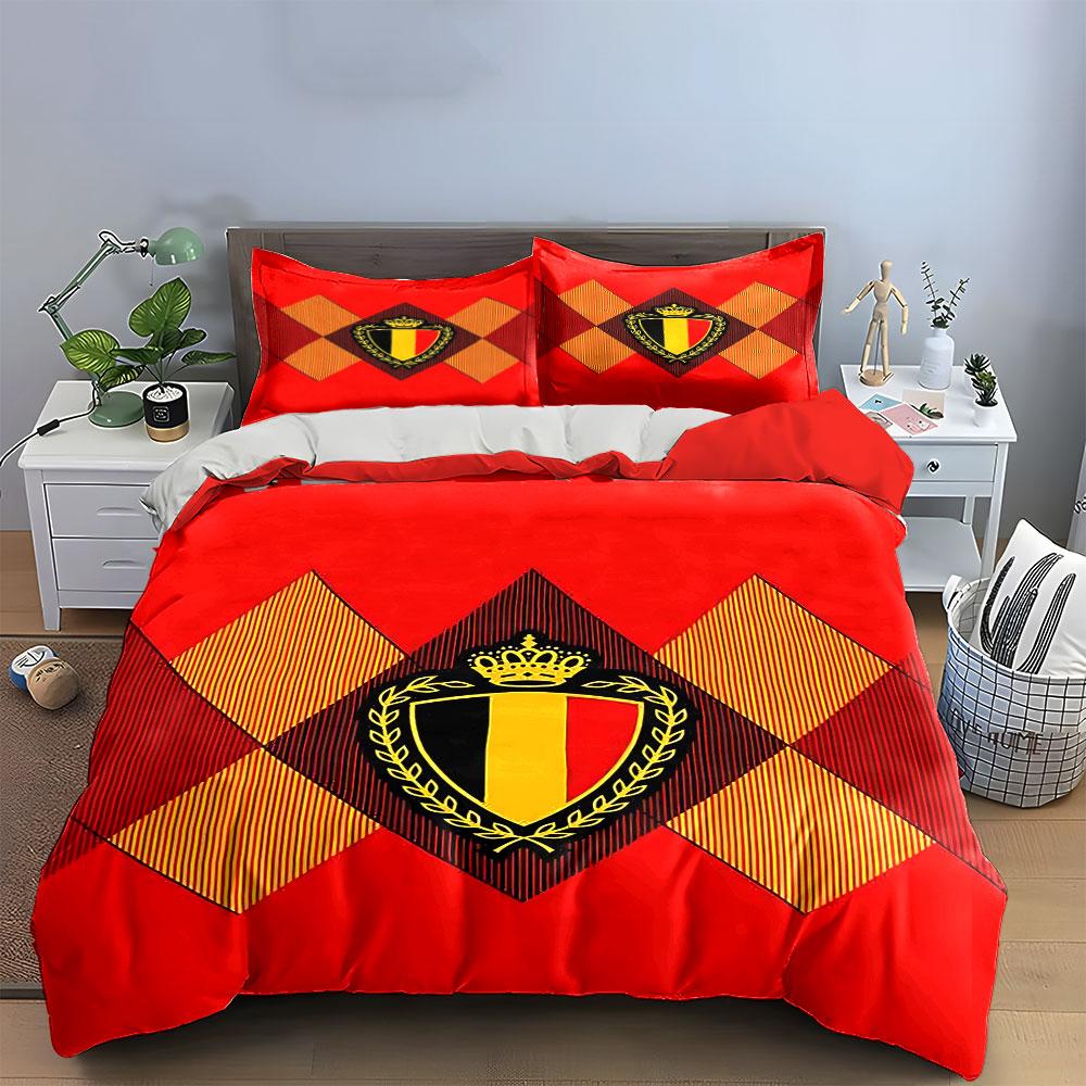 Set Biancheria da Letto Bandiera del Belgio Set Copripiumino Copripiumino Federe (1 * Copripiumino 2 * Federe, senza piumino)