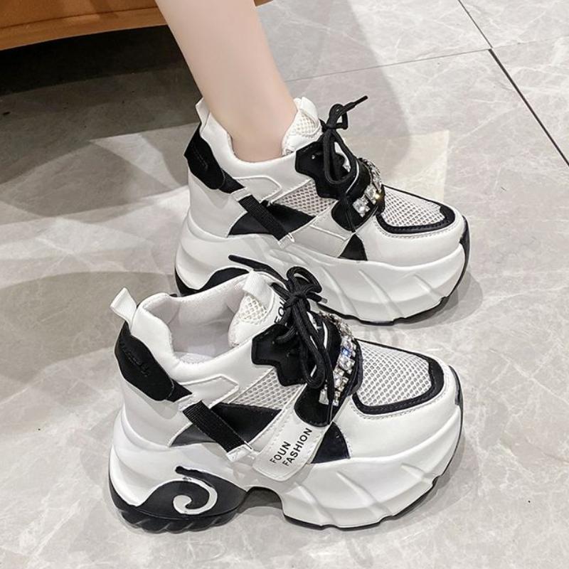 Chunky Sneakers Casual Vulcanized Shoes Woman High Platform Breathable Mesh Sneakers 10CM Women Sports Dad Shoes