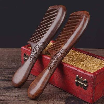 Unisex Sandalwood Comb Women Men Home Travel Wood Anti-Static Fine-Tooth Comb Wooden Handles Hair Comb