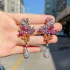 Elegant Temperament French Court Style Heavy Industry Colored Zircon Butterfly Earrings, Personalized Insect Retro Earrings