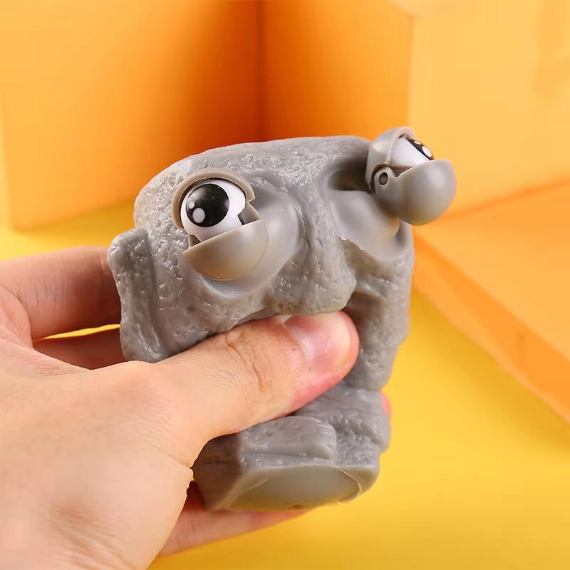1Pcs Stone Man Releases Stress Toy Slowly Rebounds Soft Moai Statue Squeeze Eyes Interested Expression Relaxes Stress Kids Gift