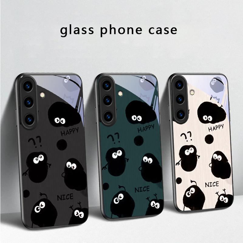 Funny hand drawn style For Samsung Galaxy S20 S21 S22 S23 Plus S24 FE S25 Ultra S26 Edge S25+ S20+ S22+ Black Glass Phone Case