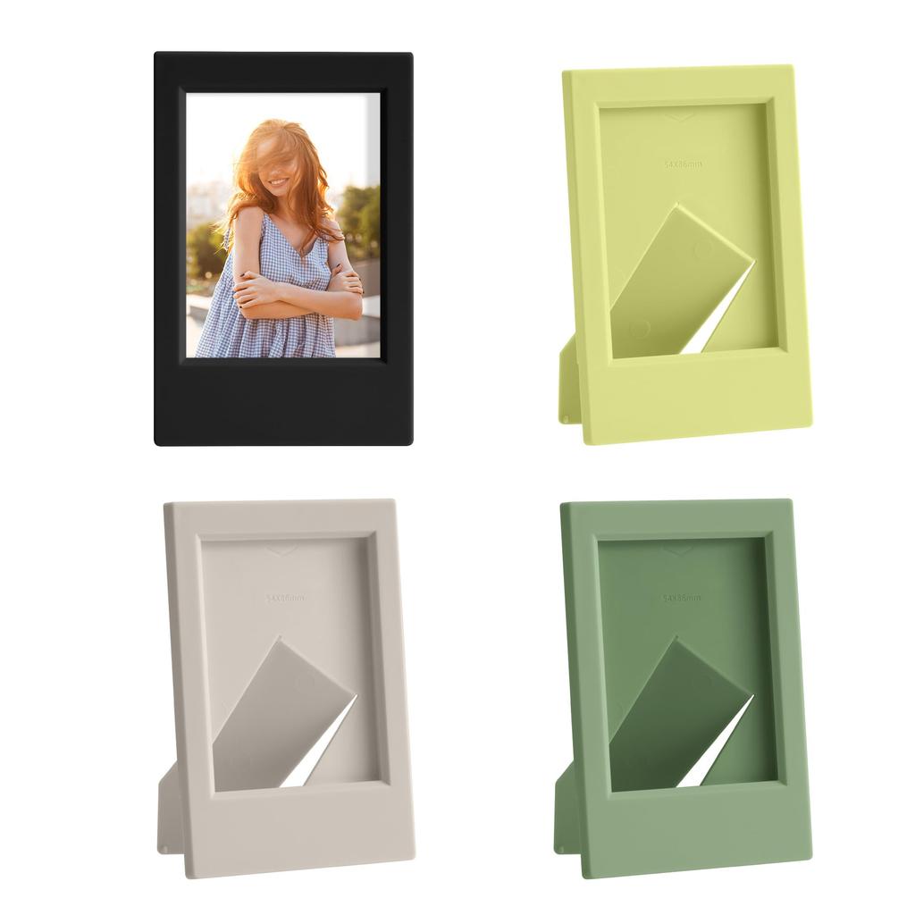 kwmobile 4x Photo Frame for Instax Photo Stand for Instax Film and Instant Camera - 9.2x6.1x0.7cm Black/Light Gray/Green/Yellow
