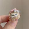 3D Puppy Kitten Ring Adorable Crown Bow Enamel Animal Design Perfect for Women Jewelry Gifts