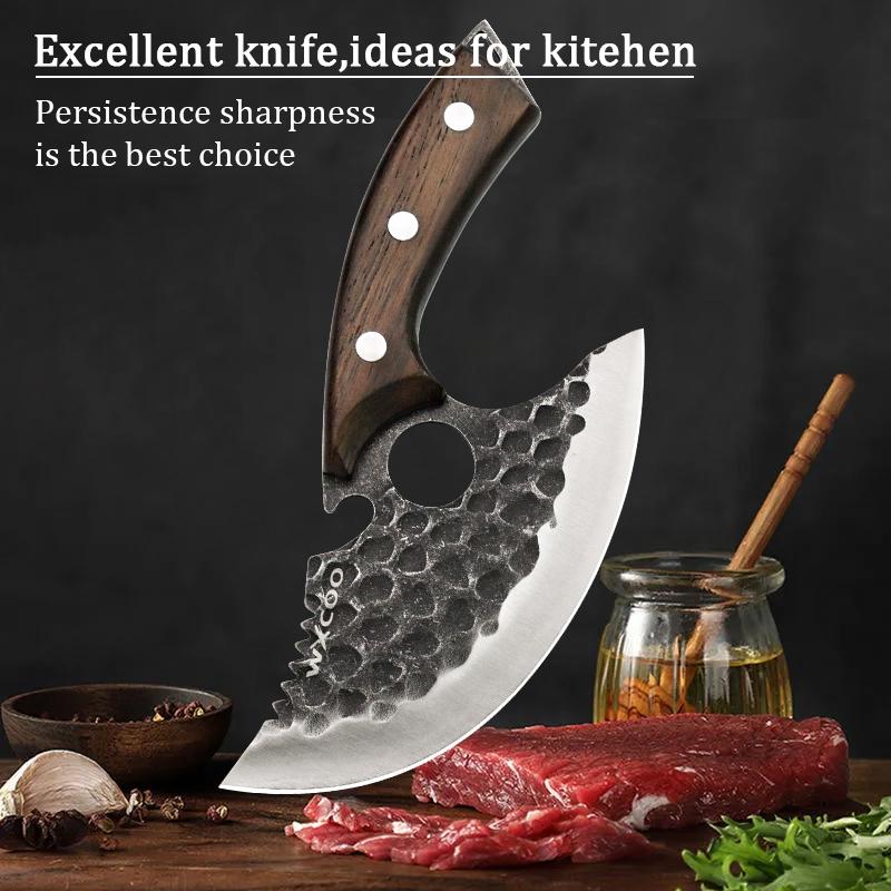 Kitchen Knife Fish Boning Knife Seafood Mutton Meat Cleaver Slaughter Knife with Bottle Opener Tool Professional Cooking Knife