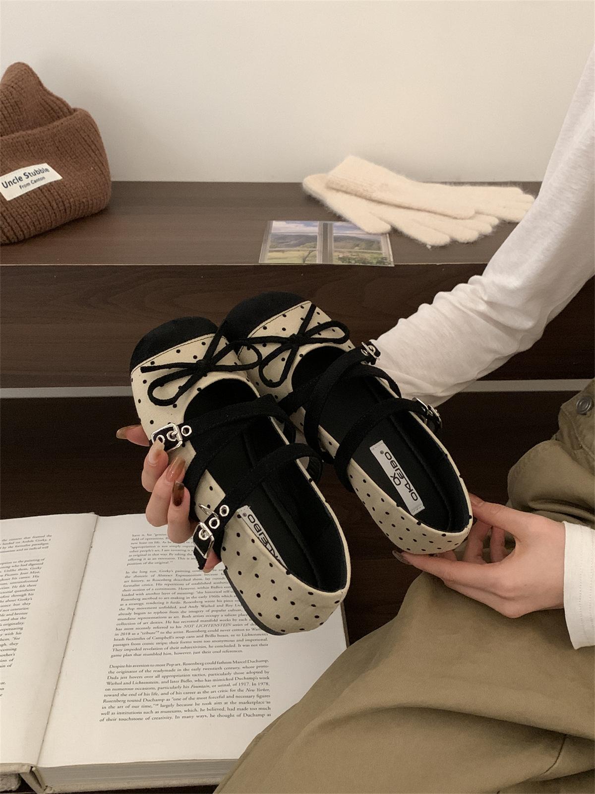 

2025 autumn new ballet storm point flat single shoes women s bow Mary Jane shoes French niche ladyshoes 39