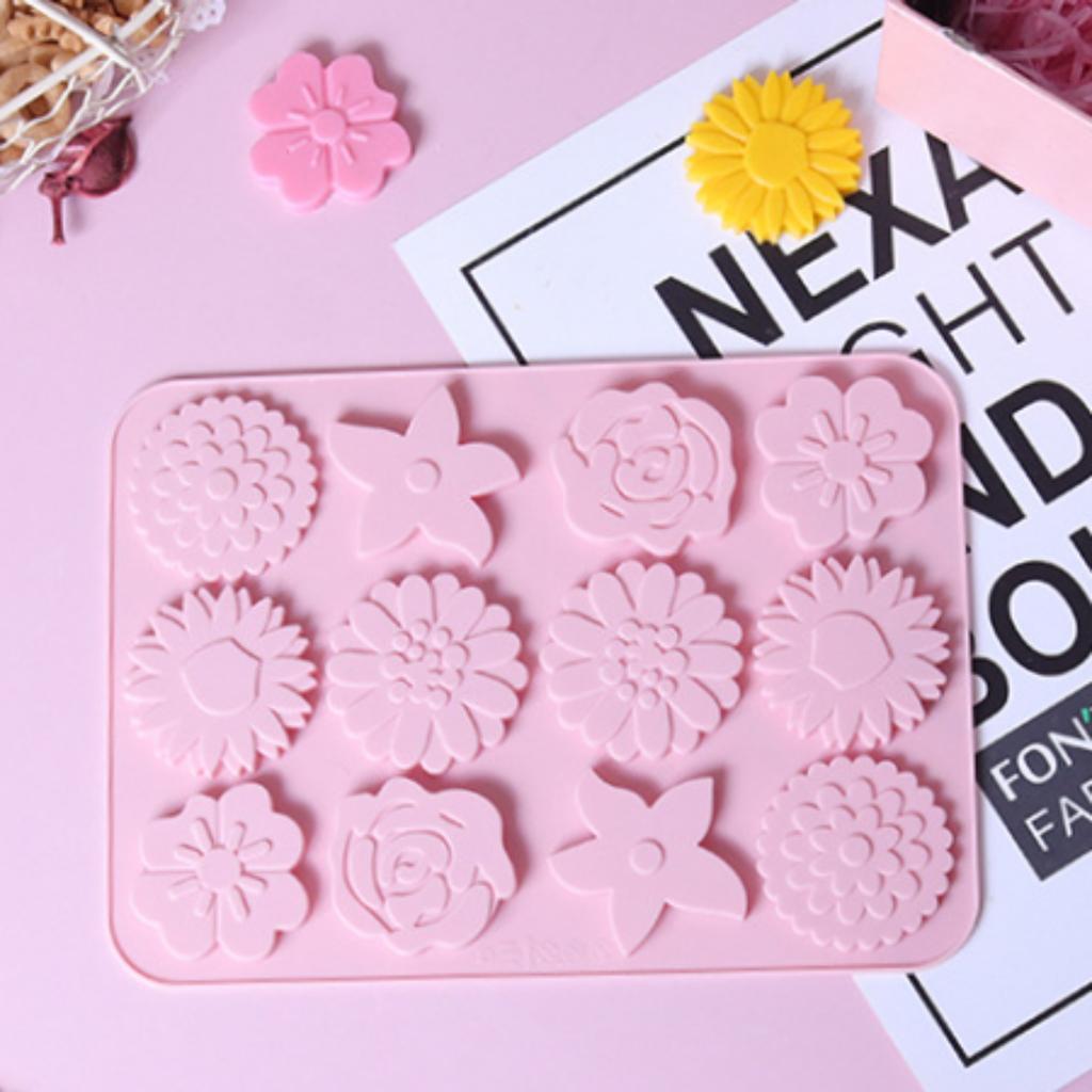 Multicavity Mix Flower Silicone Chocolate Mold Daisy Candy Biscuit Jelly Cake Decor Mould DIY Blossom Soap Candle Mold Ice Tray
