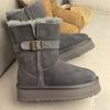 Scarpe con plateau integrate in pelle di pecora e pelliccia stivali da neve da donna stivali alti da cavaliere a tubo medio scarpe da donna alla moda e comode cotone s