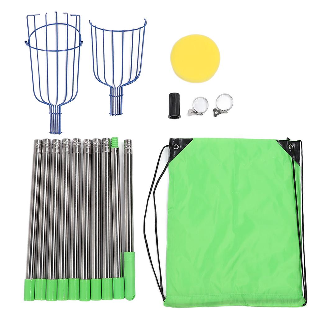 Stainless Steel Fruit Picker Tool with Basket Pole Easy To Assemble Fruits Catcher Tree Picker Length Adjustable