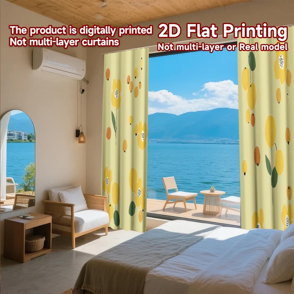 2D FLAT PRINTING 2pcs Curtains (Without Rod) Floral Spring Delight (3) April Fools is Day holiday curtains with digital printing