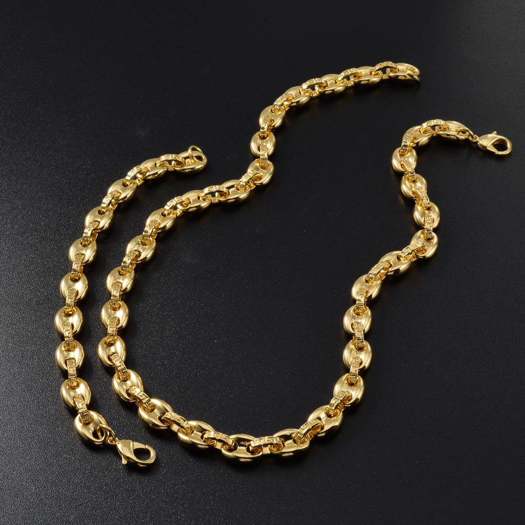 Pig Nose Coffee Bean Paper Pattern Splicing Chain Versatile Retro Button Necklace with Accessories