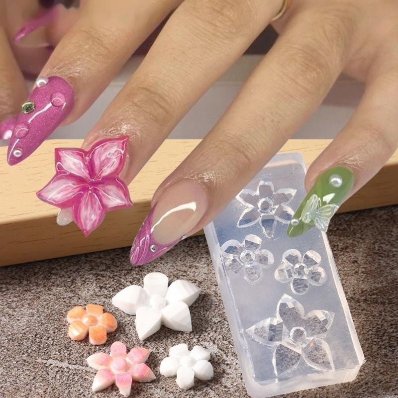 10 STÜCKE Silikon Nagelkunstformen Blume Nagelkunst Vorlage Formen Silikon Textur für Kosmetikerinnen und Nagelkunstlerner